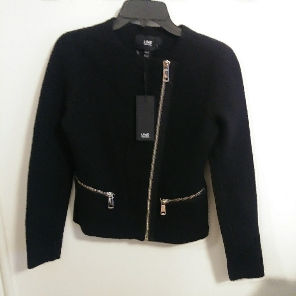 Line  Short Wool Jacket Black